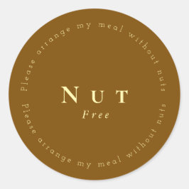 Nut-Free Request Sticker, Brown - Light yellow Ronde Sticker