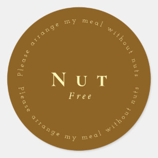 Nut-Free Request Sticker, Brown - Light yellow Ronde Sticker