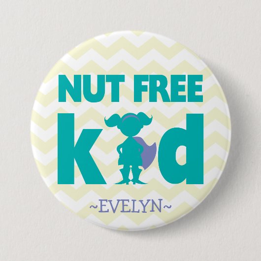Nut Free Superheld Girl Button (Voorkant)