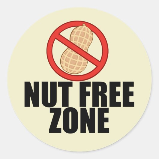 Nut Free Zone Cool Peanut Allergy Awareness Ronde Sticker (Voorkant)