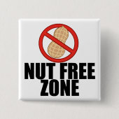 Nut Free Zone Vierkante Button 5,1 Cm (Voorkant)
