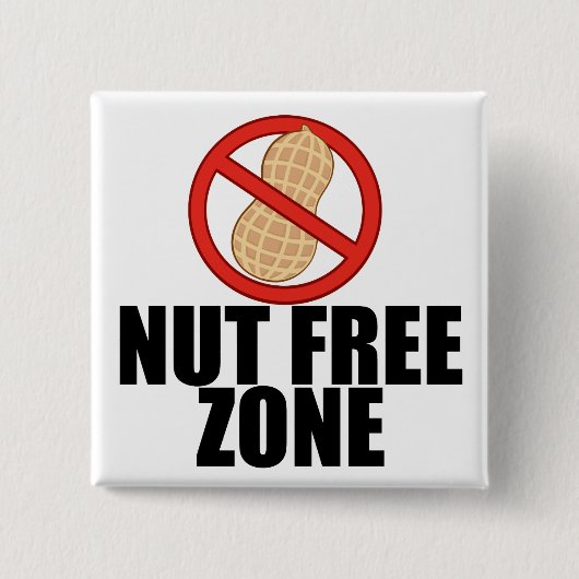 Nut Free Zone Vierkante Button 5,1 Cm (Voorkant)