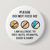 Nut Melk Melkallergie Niet toedienen aan Kinderen Ronde Button 7,6 Cm (Voorkant)