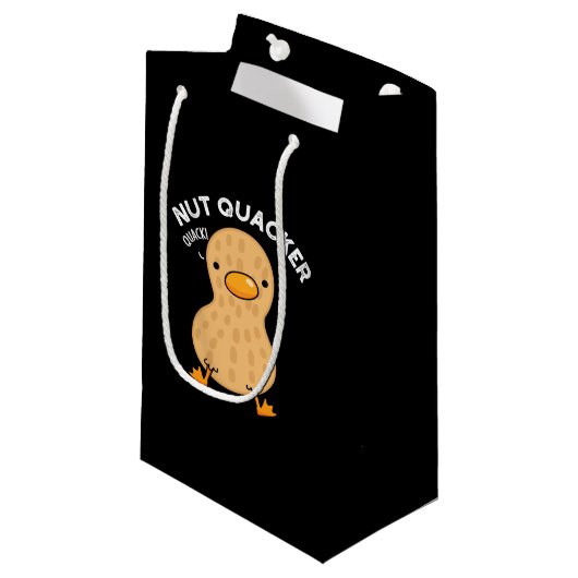Nut Quacker Grappige Peanut Puns Donker BG Klein Cadeauzakje (Voorkant Gekanteld)