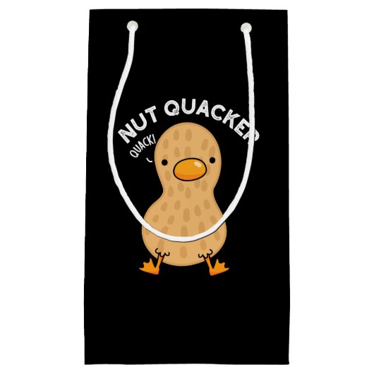 Nut Quacker Grappige Peanut Puns Donker BG Klein Cadeauzakje (Voorkant)