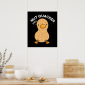 Nut Quacker Grappige Peanut Puns Donker BG Poster (Keuken)