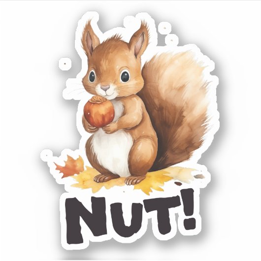 Nut! Schattigee Eekhoorn Herfst Seizoen Sticker (Voorkant)