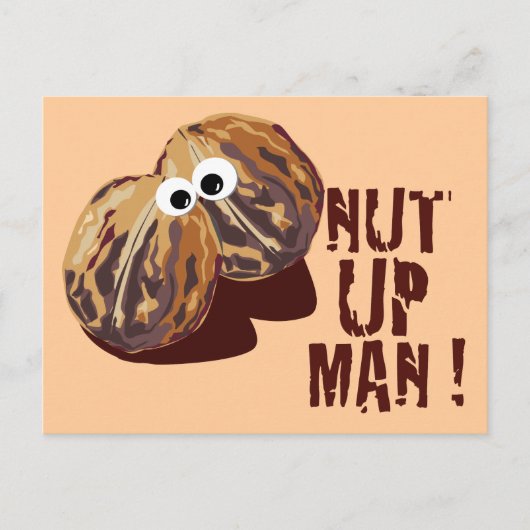 'NUT UP MAN' humoristische parodie Briefkaart (Voorkant)