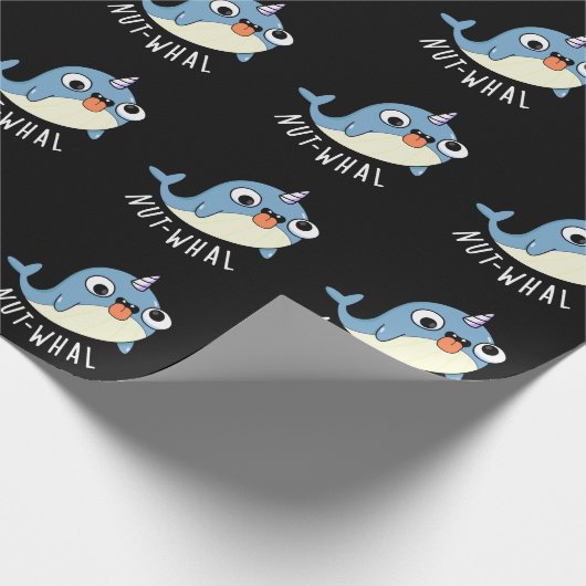 Nut-whal Grappige Narwhal Pun Donker BG Cadeaupapier (Hoek)