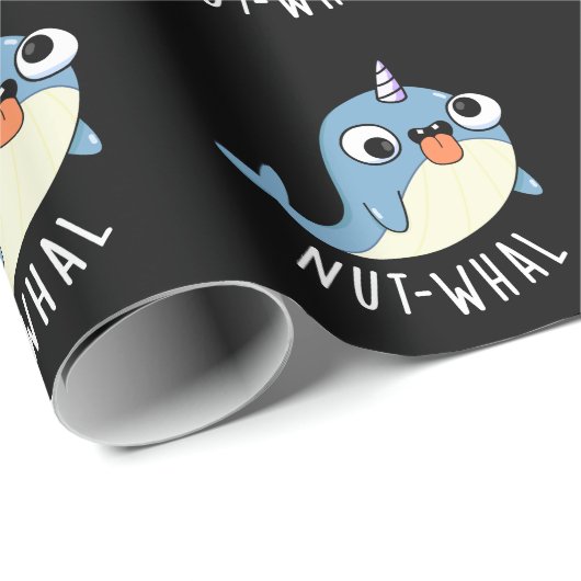 Nut-whal Grappige Narwhal Pun Donker BG Cadeaupapier (Rol Hoek)