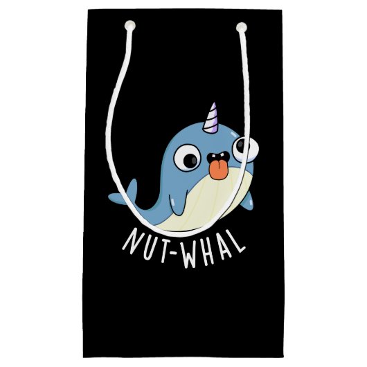 Nut-whal Grappige Narwhal Pun Donker BG Klein Cadeauzakje (Voorkant)