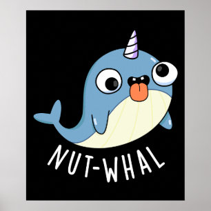 Nut-whal Grappige Narwhal Pun Donker BG Poster