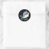 Nut-whal Grappige Narwhal Pun Donker BG Ronde Sticker (Tas)