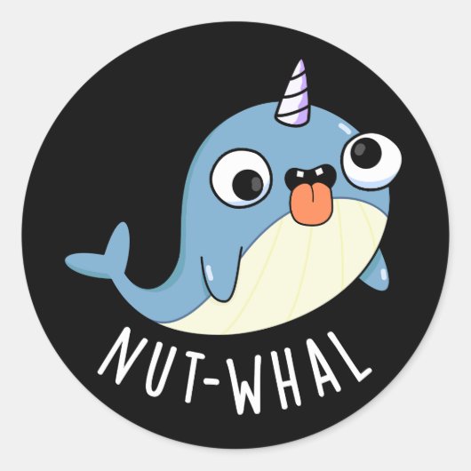 Nut-whal Grappige Narwhal Pun Donker BG Ronde Sticker (Voorkant)