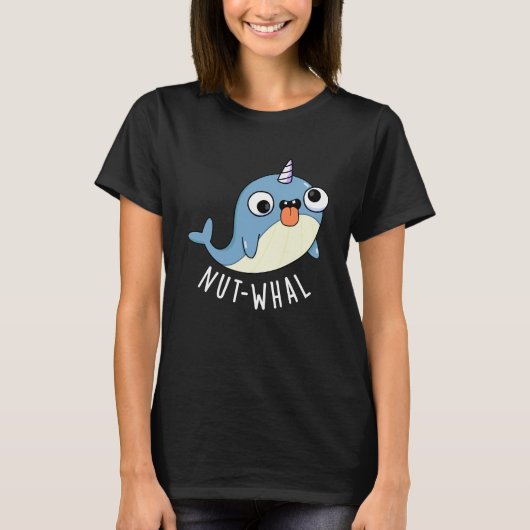 Nut-whal Grappige Narwhal Pun Donker BG T-shirt (Voorkant)