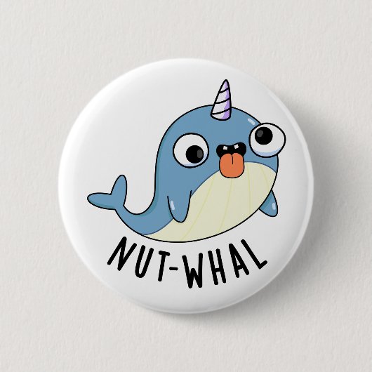 Nut-whal Grappige Narwhal Pun Ronde Button 5,7 Cm (Voorkant)