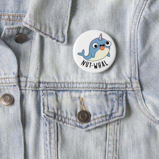 Nut-whal Grappige Narwhal Pun Ronde Button 5,7 Cm (In situ)