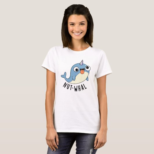 Nut-whal Grappige Narwhal Pun T-shirt (Voorkant volledig)