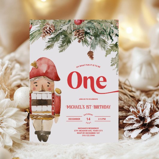 Nutcracker 1e verjaardag Kerst uitnodiging