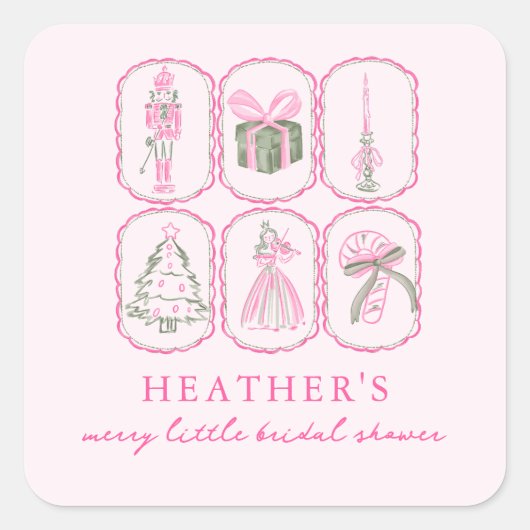 Nutcracker A Merry Little Bridal Shower Vierkante Sticker (Voorkant)