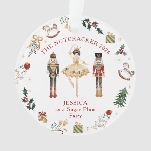 Nutcracker aangepaste rol ballet ornament (voorkant)