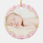 Nutcracker Baby 1st Eerste Kerstmis Blush Floral Keramisch Ornament (Achterkant)
