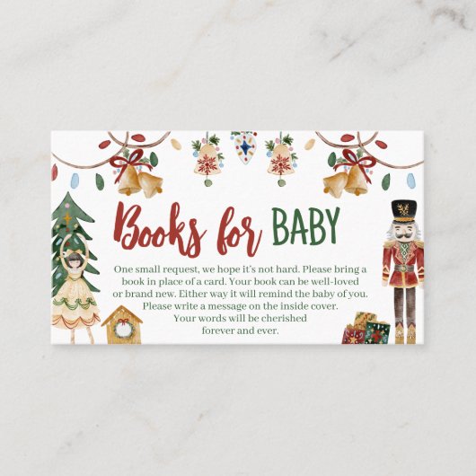 Nutcracker Baby shower Books for Baby Visitekaartje (Voorkant)