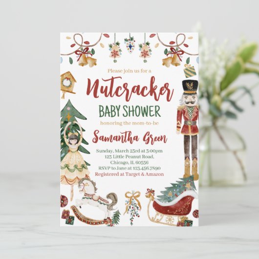 Nutcracker Baby Shower Uitnodiging (Staand voorkant)