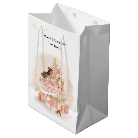 Nutcracker Ballerina Birthday Gift Medium Cadeauzakje (Voorkant Gekanteld)