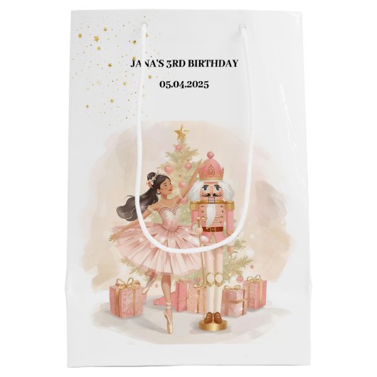 Nutcracker Ballerina Birthday Gift Medium Cadeauzakje (Achterkant)