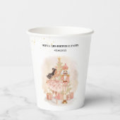 Nutcracker Ballerina Birthday Pink & Gold Papieren Bekers (Achterkant)