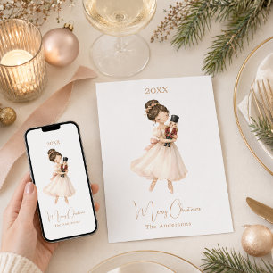 Nutcracker Ballerina eenvoudig Kerstmis Feestdagenkaart