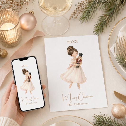 Nutcracker Ballerina eenvoudig Kerstmis Feestdagenkaart
