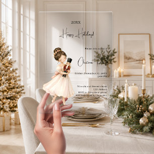 Nutcracker Ballerina Kerstfeest luxe Acryl Uitnodigingen