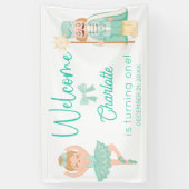 Nutcracker Ballerina Mint Birthday Welcome Spandoek (Verticaal)