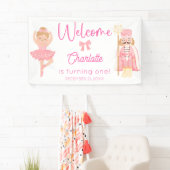 Nutcracker Ballerina Pink Birthday Welcome Spandoek (Insitu)