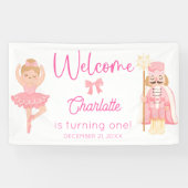 Nutcracker Ballerina Pink Birthday Welcome Spandoek (Horizontaal)