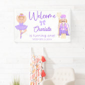 Nutcracker Ballerina Purple Birthday Welcome Spandoek (Insitu)