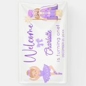 Nutcracker Ballerina Purple Birthday Welcome Spandoek (Verticaal)