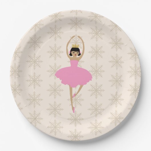 Nutcracker Ballerina Snowflake Pattern Papieren Bordje (Voorkant)