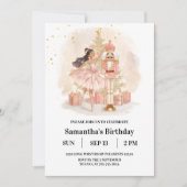 Nutcracker Ballerina Verjaardag | Roze & Goud Kaart (Voorkant)