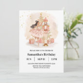 Nutcracker Ballerina Verjaardag | Roze & Goud Kaart (Staand voorkant)
