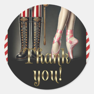 Nutcracker & Ballerina Zwart Goud Bedankt  Ronde Sticker