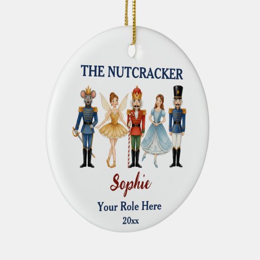 Nutcracker Ballet Aangepaste Naam & Rol Keramisch Ornament (Rechts)