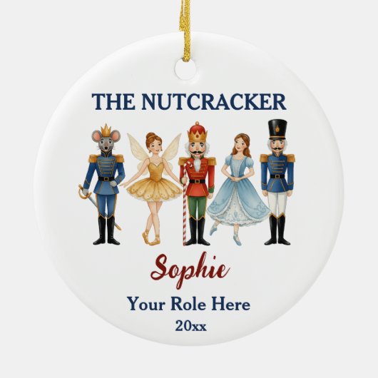 Nutcracker Ballet Aangepaste Naam & Rol Keramisch Ornament (Achterkant)