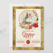 Nutcracker Ballet Ballerina - Christmas Party Feestdagenkaart (Voorkant)