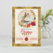 Nutcracker Ballet Ballerina - Christmas Party Feestdagenkaart (Staand voorkant)