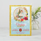 Nutcracker Ballet Ballerina - Christmas Party Feestdagenkaart (Staand voorkant)