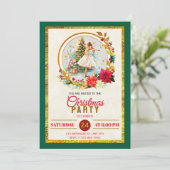 Nutcracker Ballet Ballerina - Christmas Party Feestdagenkaart (Staand voorkant)