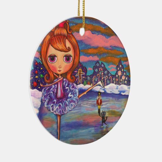 Nutcracker Ballet Black Cat Candy Canes Cute Keramisch Ornament (Rechts)